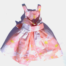 Load image into Gallery viewer, peach flower full skirt and tie dress
