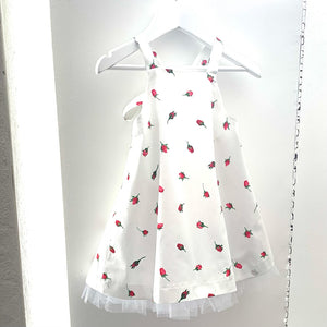 small rose buds bow back dress