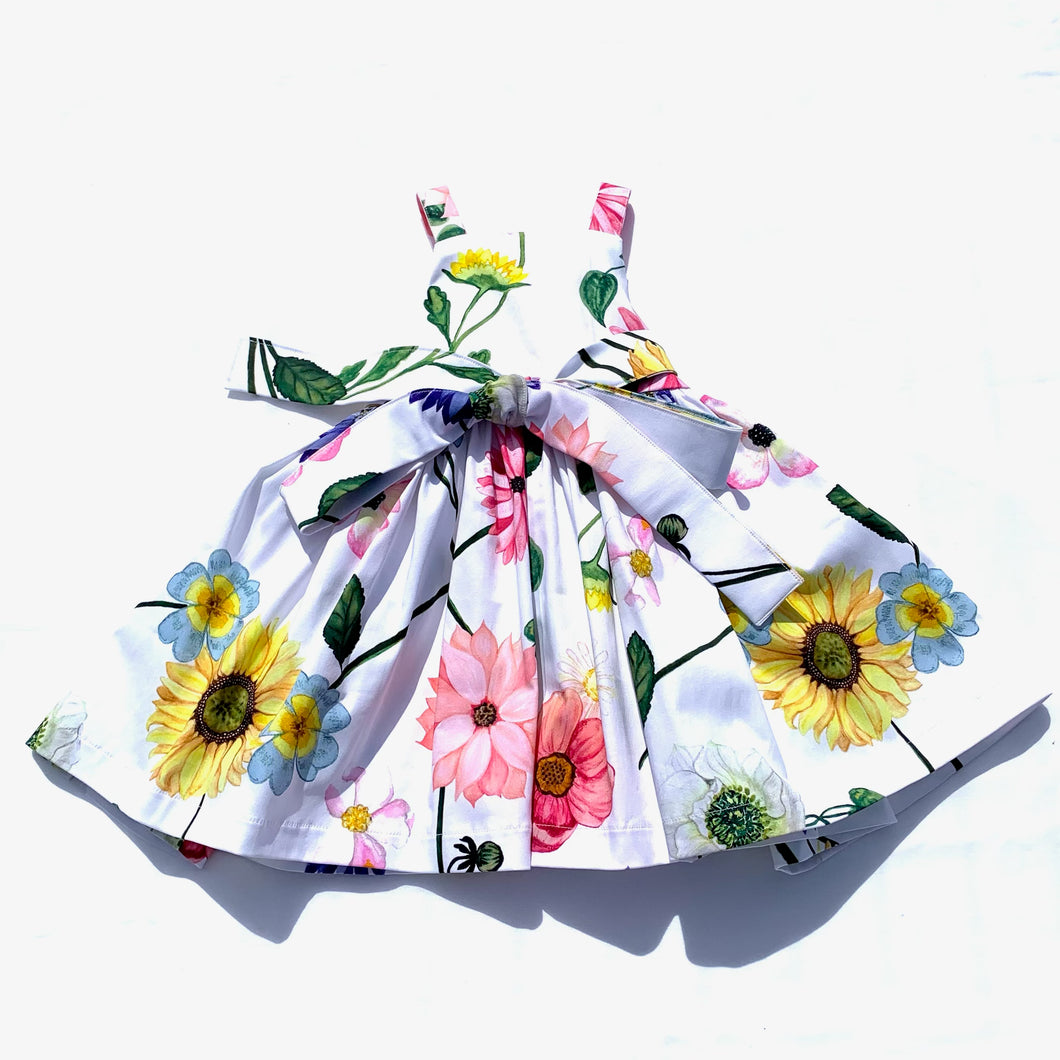 big floral full skirt and tie dress