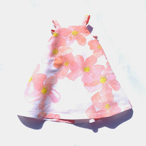 peach flower bow back dress