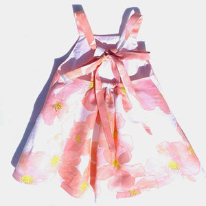 peach flower bow back dress